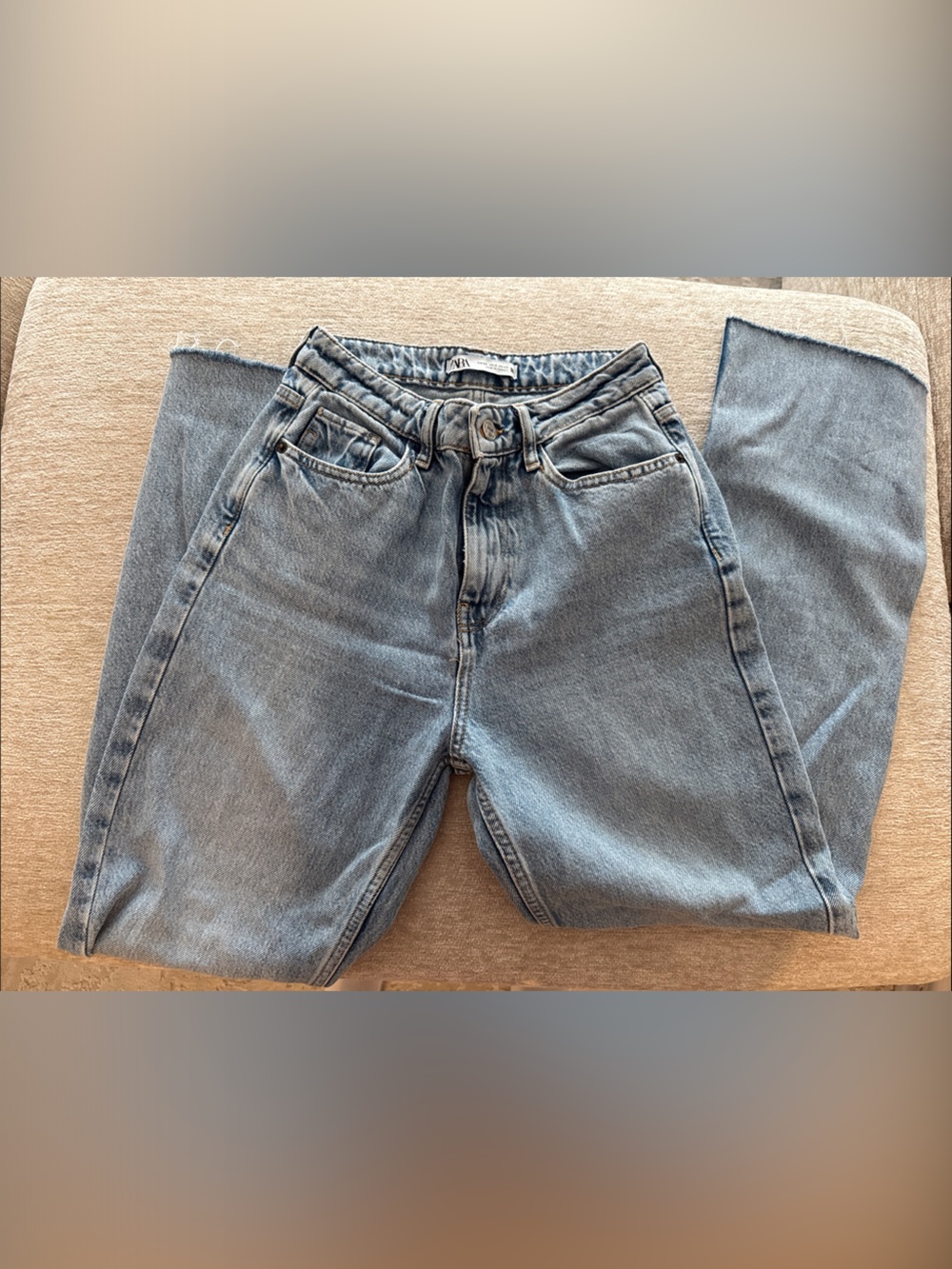 Zara Straight-Leg Light Blue Denim Jeans